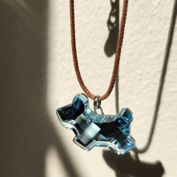 SWAROVSKI Blue Faceted Crystal Scotty Dog Necklace Adjustable Cord Vintage Logo - Picture 8 of 13